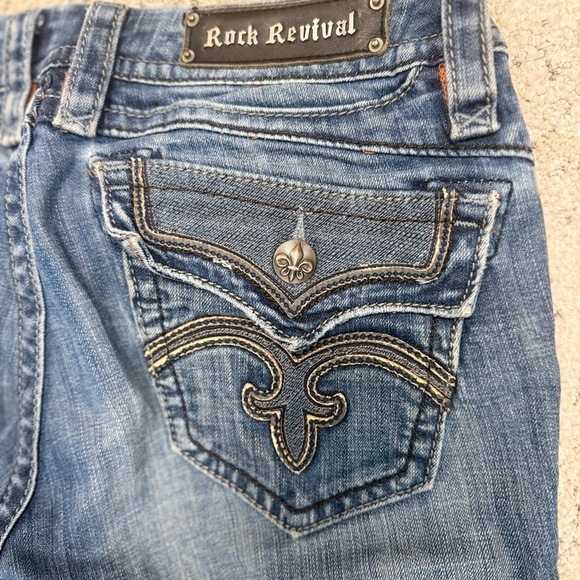 Rock Revival Distressed Indigo Wide Leg Jeans - Picture 11 of 13